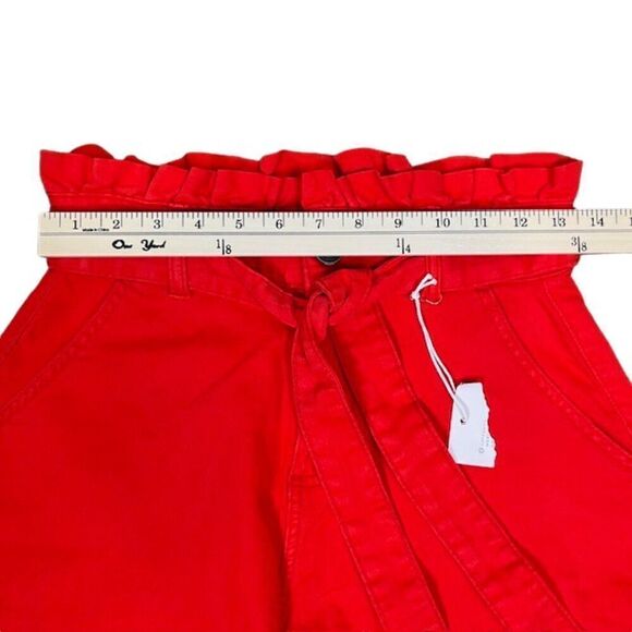 NWT LC Lauren Conrad High Rise Paper Bag Waist Bow Belt Red Shorts Size 0 - Picture 4 of 10